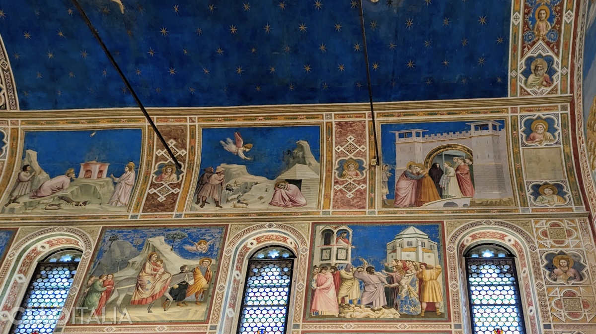 &Icirc;n registrul superior (de la st&acirc;nga la dreapta): "Sacrificiul lui Ioachim", "Visul lui Ioachim" și "&Icirc;nt&acirc;lnirea dintre Ioachim și Ana la Porta Aurea"