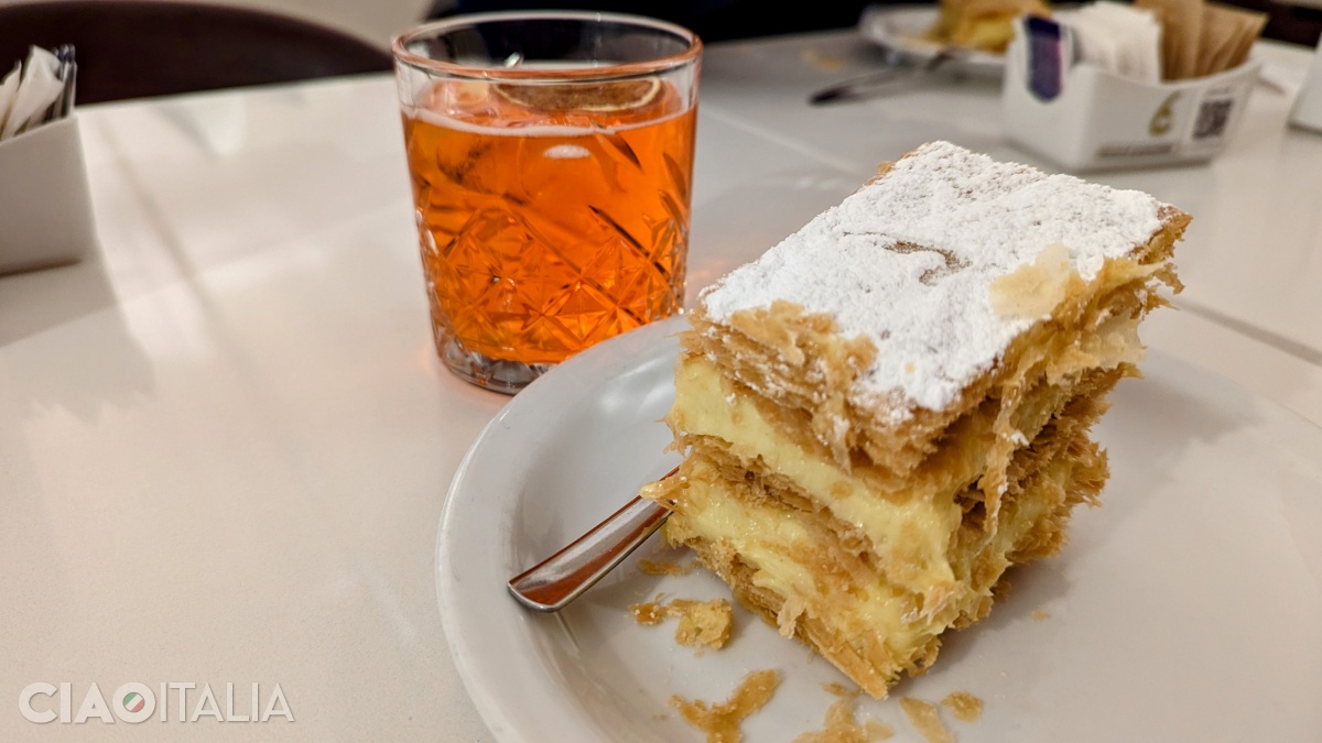 Millefoglie și Aperol spritz la Pasticceria Graziati