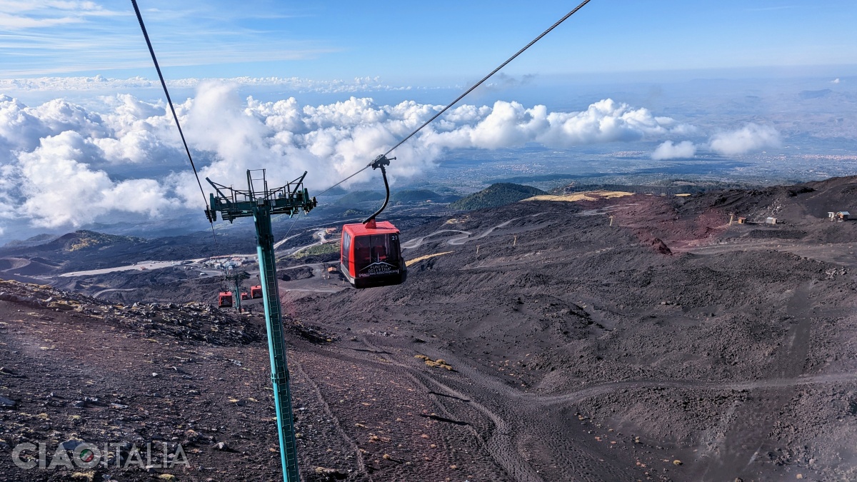 Vederea din telecabina de pe Etna