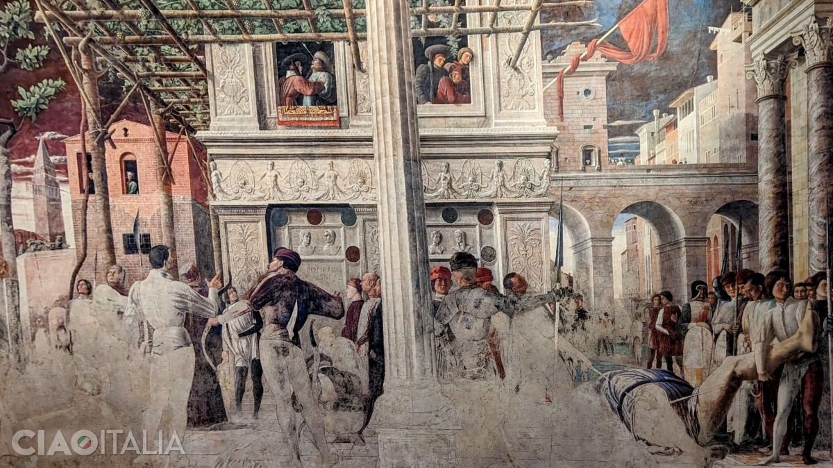 Andrea Mantegna: Martiriul și transportul corpului Sf. Cristofor