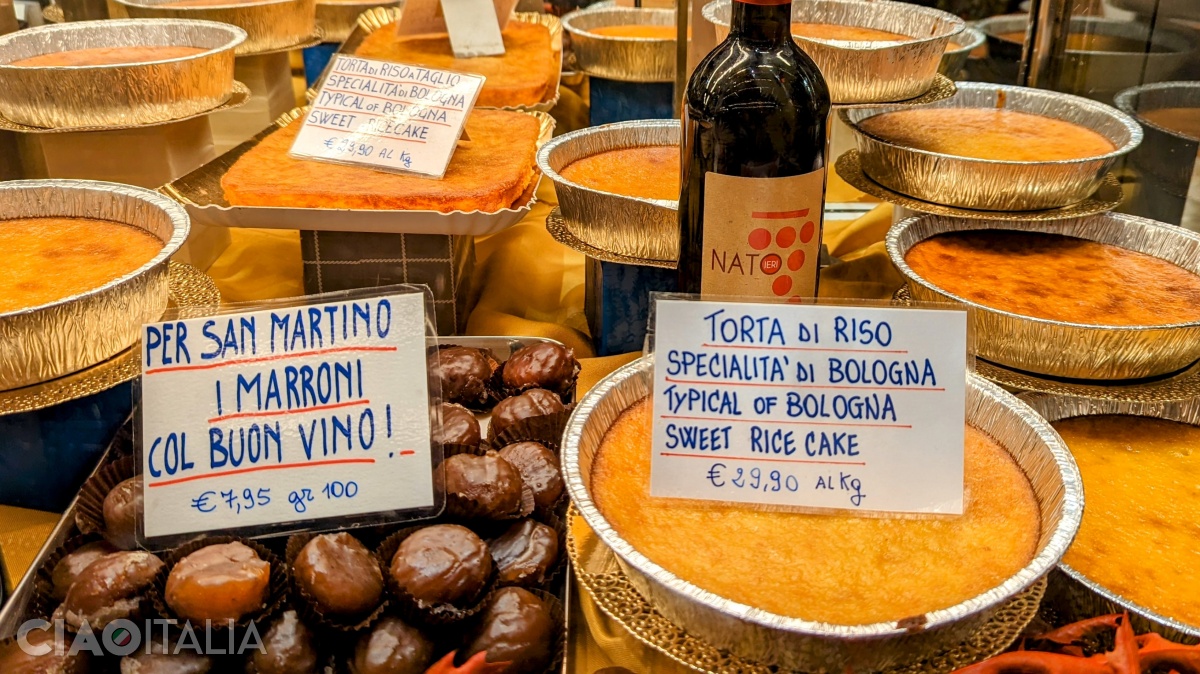 Torta di riso se poate cumpăra și din patiseriile din Bologna.