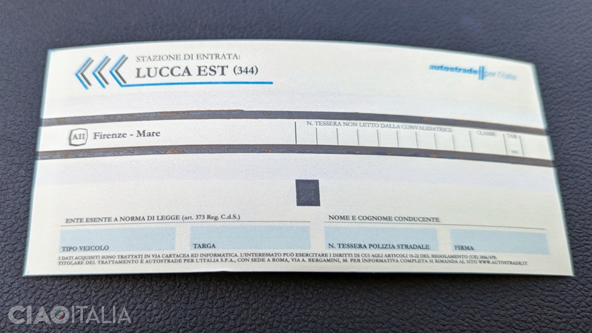 Tichetul pe care îl primești la intrarea pe autostradă și în baza căruia faci plata.