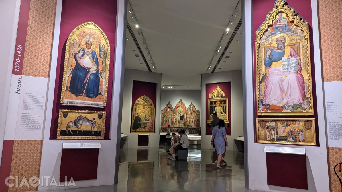 La etajul Galeriei Academiei se mai află c&acirc;teva săli dedicate picturii gotice.