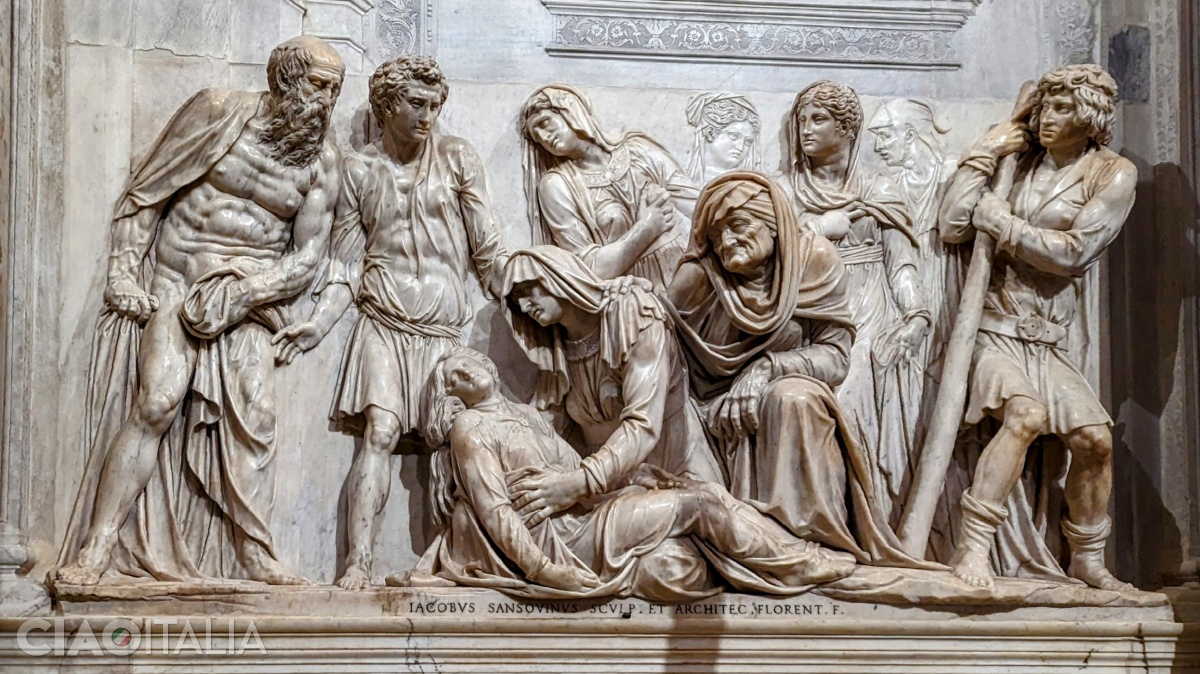 Unul dintre basoreliefurile ce reprezintă minunile Sf. Anton, realizat de Jacopo Sansovino.