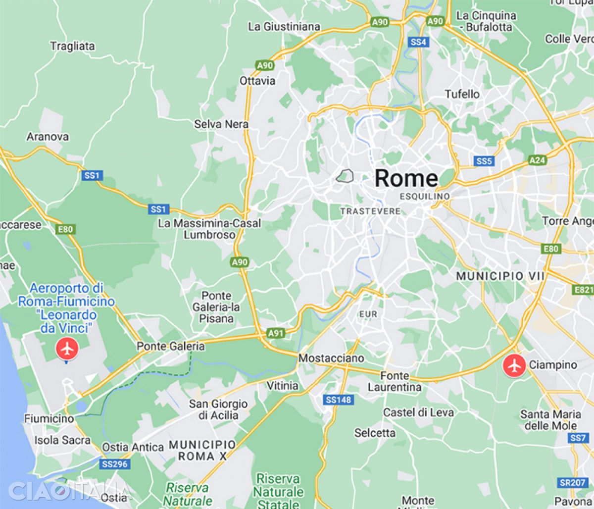 Hartă aeroporturi Roma